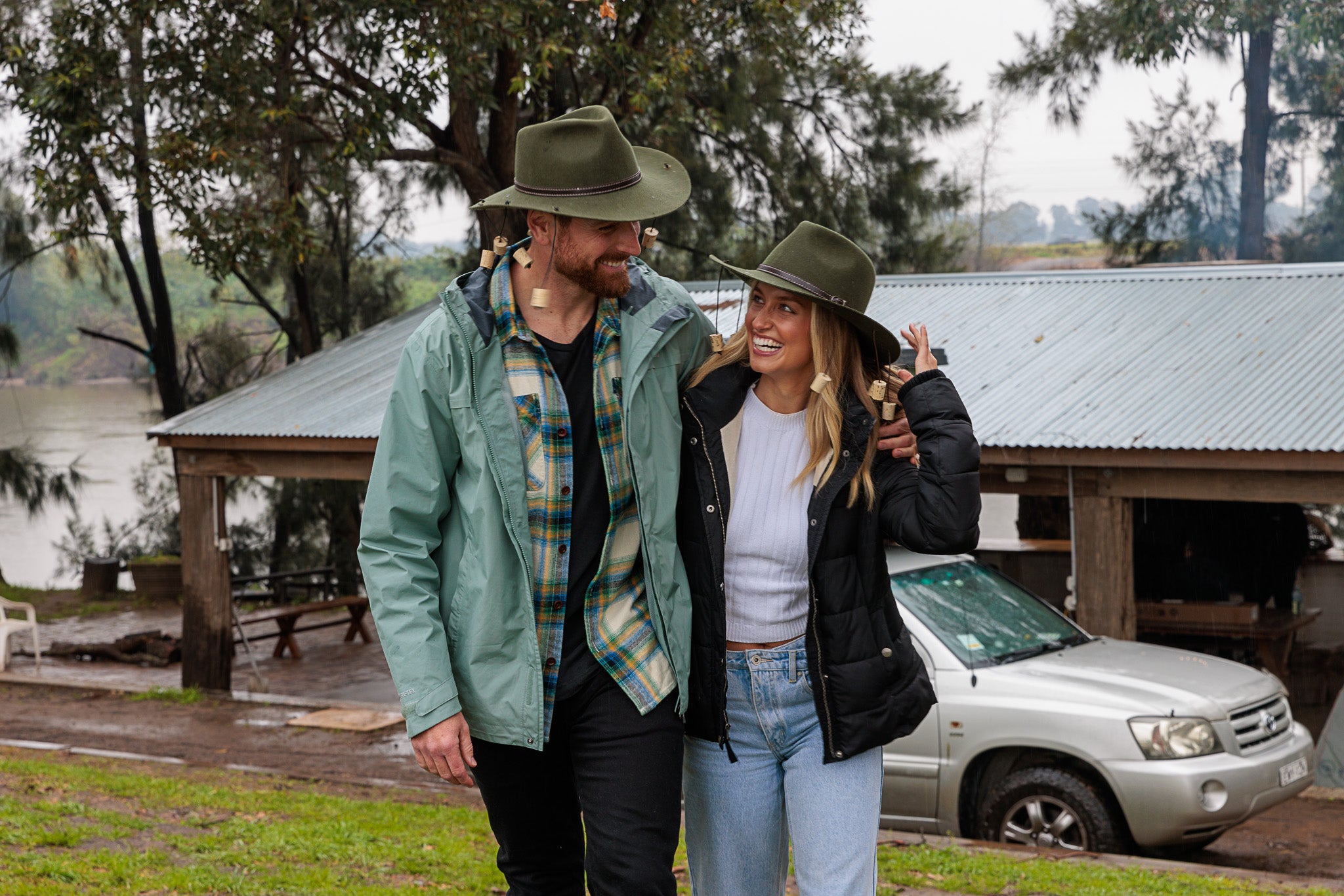 Smiling Couple Posing Together in Corker Hats
